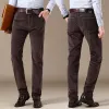 Pants 6 Color Men's Thick Corduroy Casual Pants 2023 Winter New Style Business Fashion Stretch Regular Fit Trousers Male Brand Clothes