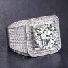 Milangirl Big Hip Hop Rhinestone Men Out Bling Square Ring Pave Setting CZ Wedding Engagement Rings Top Quality 8/9/10/11/12/13