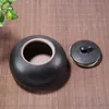 Black Ceramic Storage Jar Sealed Tea Can Delicate Frosted Jewelry Box Portable Home Candy Nut Coffee Bean Powder Storage Jar 240229