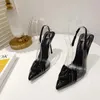 Sandals Black Women Pointed Toe Summer Dress Shoes Thin High Heels PVC Transparent Back Strap Sexy Gladiator Nightclub