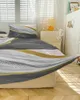 Jupe de lit gris dégradé Texture motif marbre, couvre-lit élastique avec taies d'oreiller, housse de matelas, ensemble de literie, drap