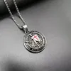 Hip Hop Round Vintage Titanium Steel Shield Templar Pendant Necklace 18K Real Gold Plated Jewelry