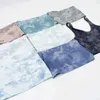 Moda Fitness Colete Tops Yoga Designer Lu-lu Camisoles Tanques Tie Dyed Impresso Yoga Regatas em forma de U Beleza Sutiã traseiro com almofada no peito para Q4L0