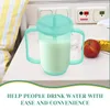 Waterflessen Volwassen Sippy Cup 2 Handvatten Plastic Mok Drinken Gehandicapten Ouderen Morsbestendig Dysfagie Parkinson Aids Leven