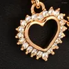 Dingle örhängen Sinleery Lovely Hollow Heart for Women Gold Silver Color Crystal Drop Fashion Jewelry ES745