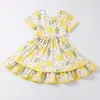 Robes de fille Girlymax été bébé filles Floral citron poulet animaux Twirl robe Boutique vêtements lait soie volants longueur au genou à manches courtes