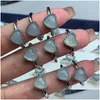 Cluster Rings Sier Color Trendy Vintage Chalcedony Light Blue Heart Party Ring For Women Gift Drop Jewelry Wholesale Drop Delivery Dhzro