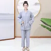 Ethnische Kleidung Frauen Mönch Robe Kleidung Tops und Hosen buddhistische grau chinesische Buddhismus Arhat Kleid Set Uniform