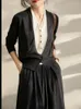 Work Dresses Small Size Skirt Sets Womens Spring Autumn Knitted High Waisted Set Black Cardigan Tops Two Piece Outifits