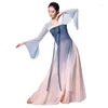 Scen Wear Classical Dance Costume Vuxen Elegant Ancient Chinese Yangko Practice Dress Fairy Daily Performance Stag Dancewear Outfit