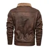 Moda masculina velo casacos quentes fino ajuste jaquetas homens inverno bomber couro e pele integrado e coats4xl 240229