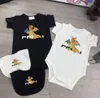 Klassiker nyfödda jumpsuits designer småbarn kläder storlek 59-90 dinosauri mönster baby crawling kostym spädbarn bomull bodysuit och halsduk 24feb20