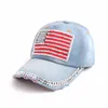 Бейсбольные кепки с принтом американского флага и стразами, регулируемый размер для бега, тренировок на свежем воздухе, кепка для упражнений, шляпа Snapback
