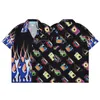 24 hommes à manches courtes chemise hawaïenne mode florale boutonné Bowling décontracté lettre chemises hommes robe d'été chemise M-3X