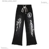 Herrspårar Hellstar New Mens Hip Hop Graphic Print Tracksuit Fashion Casual Sweatpants Hooded Sweatshirt Tvådelar Track Pants Y2k Suit 257