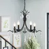 Pendant Lamps Chandeliers Black Color 5-Light Modern Crystal Chandelier For Living Room Ceiling Lighting Fixture Dining