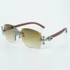 New cross fully inlaid diamond factory glasses 3524018 sunglasses natural original wood legs and 58 mm cut lenses