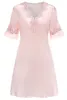 Kvinnors sömnkläder Silk Pyjamas Women Nightdress Short Sleeve Loose Spring Autumn Plus Size Soce Sexig Summer Mulberry Nightwear