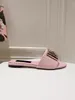 Tasarımcı Lüks Düz Sandalet Yaz Moda Mektubu Orijinal Deri Konforlu Pembe Sevimli Bulgbon Terlikleri Büyük Terlik 35-41 Kutu