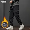 HIQOR Y2k Vintage Baggy Hose Winter verdickte warme Hose für Herren Fleece Cargo knöchellange Jogger Haremshose Übergröße Hose 240301