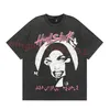 قمصان Hellstar للرجال بالإضافة إلى Tees Hellstar T Shirt مغني الراب غسل رمادي حرفة ثقيلة للجنسين.