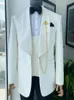 Mäns kostymer Floral Jacquard Wedding för män 2024 sjal lapel man kostym jacka med västbyxor 3 bit smal passform brudgum tuxedo