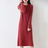 Robes décontractées Femmes Col Rond Lâche Laine Mérinos À Manches Longues Couleur Unie Chaud Automne Et Hiver Pull Pull Pull Robe