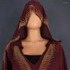 Etnik Kıyafet Müslüman Kadın Kapşonlu Elbise Elmaslar Chiffon Kaftan Eid Ramazan Abaya Kimono Robe Dubai Kaftan İslam Elbisesi Afrika Dashiki