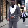 Trajes de hombre estilo de puntos africano para hombre chaqueta de solapa chal de doble botonadura 2 uds esmoquin de boda ajustado pantalones de moda para hombre 2024