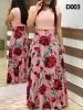 UBIEROWA KOBIETY PLAK DREK DRUKOWANIE Patchwork Długie sukienka Suma swobodne krótkie rękawie ONECK HIGH TALIST SABE Boho Beach Maxi Sundress Vintage