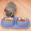 Supplies Ergonomic Inclined Cat Feeder Bowl Stainless Steel Raised Silicone Dog Bowl For Dogs Large No Spill Pet Mat Cat Food Supplies