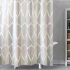Cortinas de chuveiro engrossadas poliéster cortina impermeável para banheiro listra geométrica impresso pano padrão de gota de água