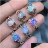 Küme halkaları meibapj 6 stil doğal colorf opal değerli taş kadınlar için basit 925 sterling sier cazibesi ince düğün mücevher damlası d dhuxz