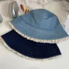 Boinas Bowknot Fisherman Hat para mujeres Lace Trim Bucket Sun Protective Moda Femenina Vintage Transpirable Floppy