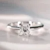 Anpassad pläterad Sterling Sier Princess Cut VVS Moissanite 1CT Wedding Ring for Women