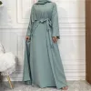 Klänningar kvinnor öppnar abaya kaftan dubai kalkon 2 stycke muslims set islam robe afrikansk klänning kimono marocko kläder kaftan mode mode
