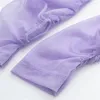 Blusas femininas mulher doce roxo magro v pescoço topos 2024 primavera meninas chique sólido único breasted malha senhoras plissado