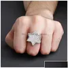 With Side Stones Mens Gold Ring High Quality Sixpointed Star Fl Diamond Rings Fashion Hip Hop Sier Jewelry Drop Delivery Dhgarden Dhuqz