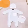 Mono de diseñador para bebé, conjunto de ropa para eructar con babero, medias para bebé, mono de lujo, mono de algodón, mono para niños y niñas, edredón para bebé, 5 uds. G1