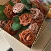 25 Stück/Box künstliche Blumen, errötende Rosen, realistische künstliche Rosen mit Stiel für DIY Hochzeits-Party-Blumensträuße, Babyparty, Heimdekorationen 2024302