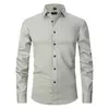 Camisas de vestir para hombres Camisa con botones para hombres Slim Fit Manga larga Negocios Formal Color sólido Cuello fino con botones Boda Social