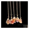 Colliers pendentifs 9 couleurs naturel Irregar cristal Unique pendentif Long collier bijoux faits à la main pull livraison directe bijoux collier Dhdov