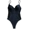 Women's Swimwear Women Swimsuit Sexy Bikini Set Color Block Patchwork One-piece Backless High Waist For Beach 2024