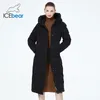Kvinnors trenchockar IceBear 2024 Maxi Long Quiltad Coat Elegant Thicken Cotton Jacekt Winter Woman kläder med huva GWD3915I