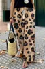 Pantalons pour femmes automne nouveau pantalon à jambes larges imprimé léopard pour femmes avec cordon personnalisé taille haute décontractée