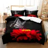 Set Flower Butterfly Däcke Cover 3 -delar Set 3D -sängkläder Set King Size Fashion Soft Microfiber Bedding Set Double Bed Däcke Cover Set Sheer Gardiner