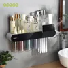 ECOCO porte-brosse à dents support de tasse d'adsorption magnétique distributeur automatique de presse-dentifrice support mural accessoires de salle de bain 240228