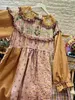 Vestidos casuais mori menina algodão linho cottagecore retalhos manga longa midi vestido outono vintage retro chique renda colar kawaii