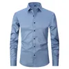 Camisas de vestir para hombres Camisa con botones para hombres Slim Fit Manga larga Negocios Formal Color sólido Cuello fino con botones Boda Social