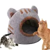 Tapetes de pelúcia cama de gato caverna conforto cama de gato removível canil cabeça de urso inverno quente casa de animal de estimação lavável almofada almofadada para gatos e cães